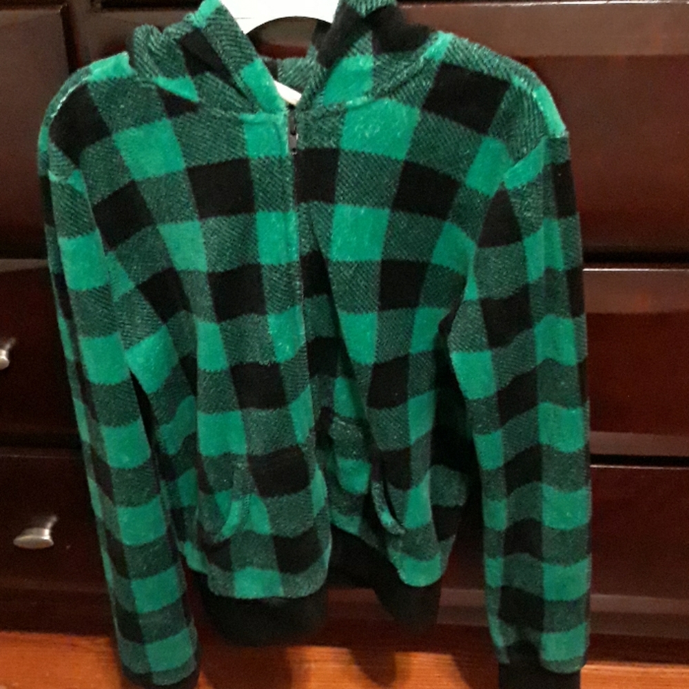 Green plaid energies hoodie size M